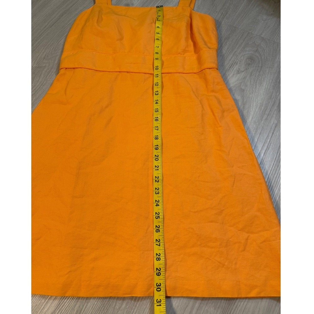 Ann Taylor Petite Orange Sleeveless Square Neck Sheath Dress 12P linen - Picture 6 of 11